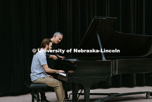 Inon Barnatan, a classical pianist, instructs Nathaniel Brown, a senior Music major, during the pian