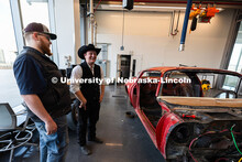 From left: Tynan Degroff, mechanical engineering major, and Jace Grunden, agricultural engineering m
