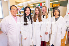 Husker faculty Luwen Zhang (left) and Etsuko Moriyama (right) helped guide the research project of u