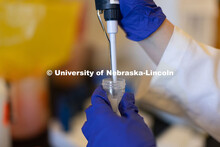 Test tubes and pipettes at Nebraska Center for Virology lab. March 5, 2025. 