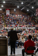 Clearthur Mangram, UNL Director of Admissions, speaks to the Admitted Student Day crowd inside the C