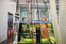 Students get a demonstration of the 3D printing lab in Kiewit Hall on Admitted Student’s Day. Admi