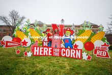 Admissions set up a photo opportunity for Admitted Students in front of Love Library on City Campus.