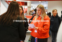 Students and parents walks to the Colosseum on Admitted Students Day. Admitted Student Day is UNL’