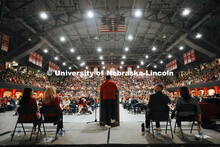 Admitted Student Day pep rally in the Coliseum. Admitted Student Day is UNL’s in-person, on-campus