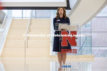 Laurie Miller, the Associate Dean of Undergraduate Programs and Curriculum, gives her welcoming spee