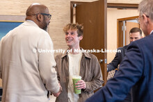 Luke McDermott, a senior at the University of Nebraska–Lincoln, reacts with surprise as Chancellor