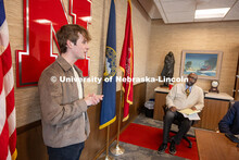 Luke McDermott, a senior at the University of Nebraska–Lincoln, gives thanks to UNL leadership and