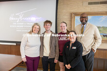 Jessie Herrmann, Luke McDermott, Elizabeth Herbin, Courtney Santos and Chancellor Rodney D. Bennett 