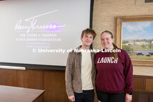 Luke McDermott (left) and Elizabeth Herbin pose for a portrait to honor McDermott's selection as a 2