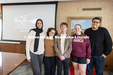 Reem Ahmed, Renata Cadena, Luke McDermott, Elizabeth Herbin, and Zein Saleh (from left to right) pos