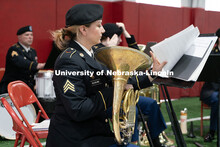 Sgt. Audra Rischling flips through her music book before the review. Joint Service Chancellor’s Re