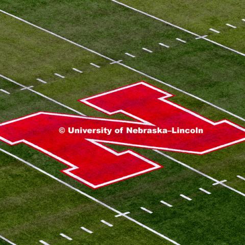 N on center of Memorial Stadium field. City Campus. July 11, 2017. Photo by Craig Chandler / University Communication.