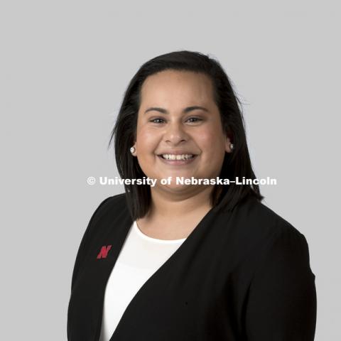 Studio portrait of Genesis Garcia, Admissions Counselor for Office of Admissions. July 11, 2017. Photo by Craig Chandler / University Communication.