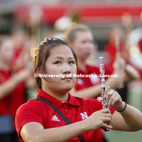 The Cornhusker Marching Band's annual exhibition performance at Memorial Stadium. August 18, 2017. Photo by Craig Chandler / University Communication.