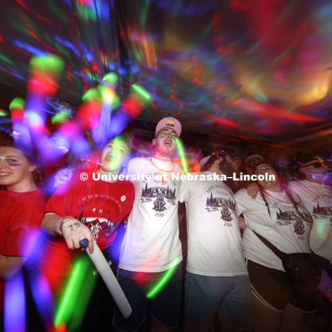 Dancers sing one last song before the final number is revealed. 1274 Nebraska students signed up to be part of the Huskerthon Dance Marathon for Children's Hospital in Omaha. February 17, 2019. Photo by Craig Chandler / University Communication.