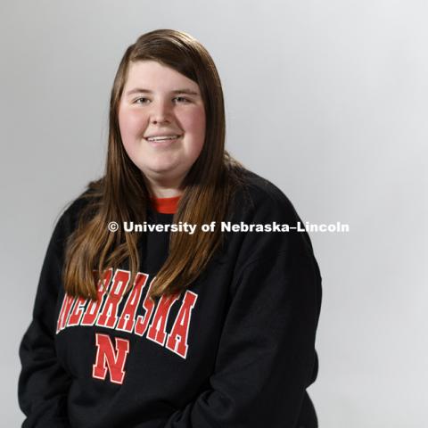 Studio portrait of Alexis Grossnicklaus. First Generation College students for video and video sign boards. February 19, 2019. Photo by Craig Chandler / University Communication.