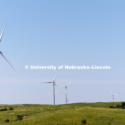 Wind turbines east of Broken Bow, Nebraska. July 9, 2018. Photo by Craig Chandler / University Communication.