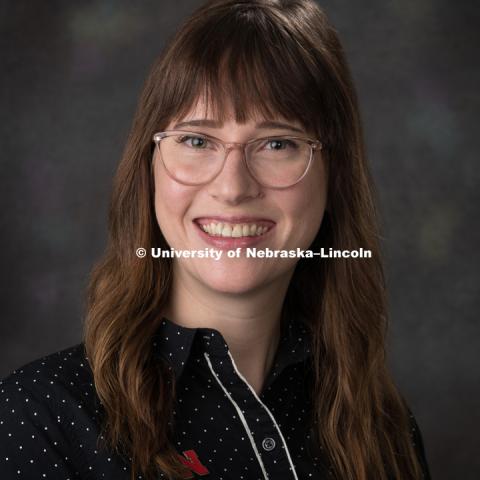 Studio portrait of Rachel Darlington, Office Associate, Chemistry. August 9, 2018. Photo by Greg Nathan, University Communication Photographer.