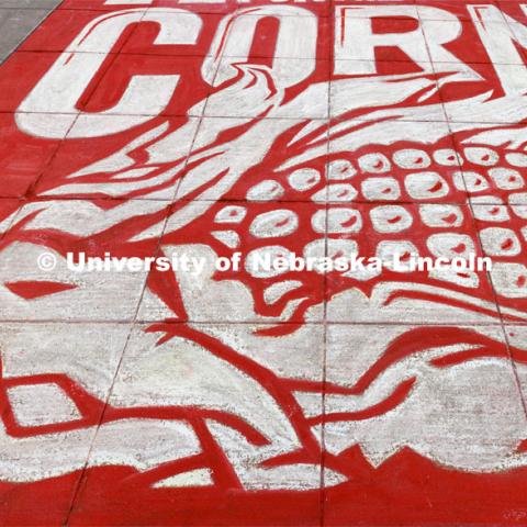 Admitted Student Day corn chalk mural on the plaza outside the Nebraska Union. Admitted Student Day is UNL’s in-person, on-campus event for all admitted students. March 23, 2024. Photo by Craig Chandler / University Communication and Marketing.