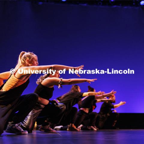 Rehearsal for Evenings of Dance in the Johnny Carson Theater. Event will be held April 11-13. April 9, 2024. Photo by Craig Chandler / University Communication and Marketing.